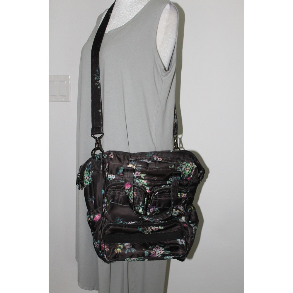 Lug Puddle Jumper Convertible Backpack Tote Bag Midnight Floral Black Travel